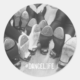 #DanceLife Tap Dance Classic Round Sticker, Glossy Runt Klistermärke