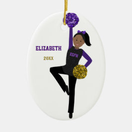 DanceLine Girl in Black, Lila and Guld Julgransprydnad Keramik