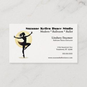Dancer and Spotlight Dance Instructor Dance Studio Visitkort