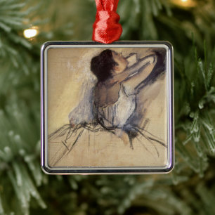 Dancer by Edgar Degas, Vintage Ballerina Art Julgransprydnad Metall