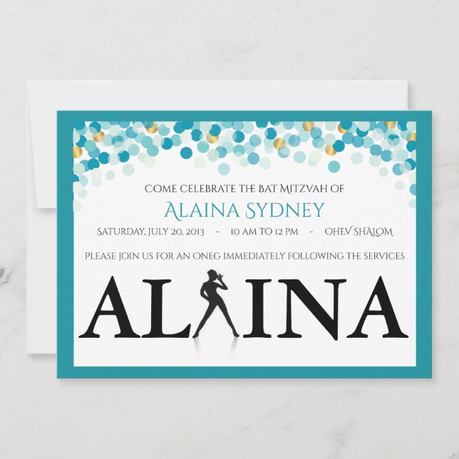 DANCER DOTS Bat mitzvah inbjudan (Framsida)
