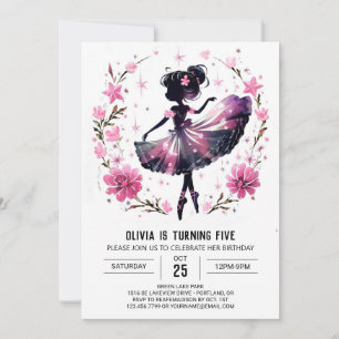 Dancer Editable Ballerina Birthday Inbjudningar