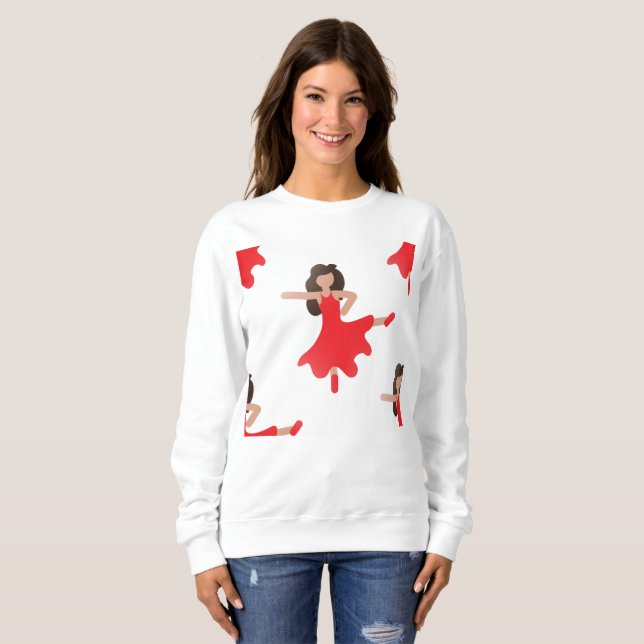 Dancer emoji Women sweatshirt T Shirt (Hel framsida)