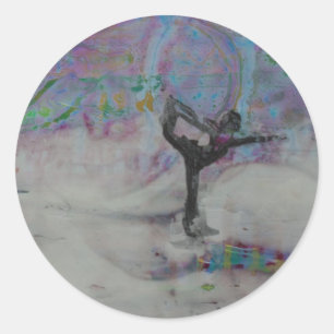 Dancer in Snö Yoga Girl Runt Klistermärke