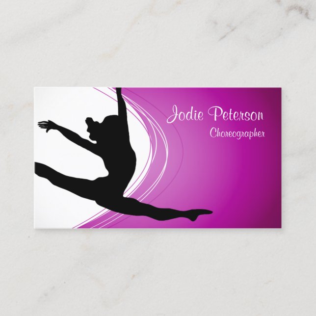 Dancer Jette Leap Silhouette Fuschia Affärskort Visitkort (Framsida)