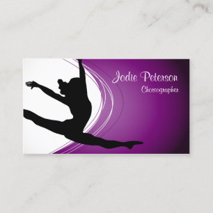 Dancer Jette Leap Silhouette Lila Affärskort Visitkort