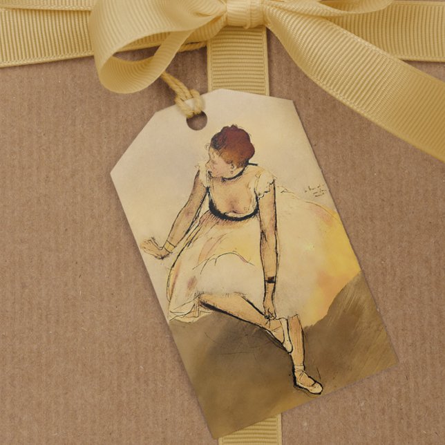 Dancer Justera hennes slipper, Degas Art Presentetikett (Skapare uppladdad)
