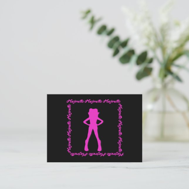 Dancer Majorette Notecard C ( Fuchsia Black ) Anteckningskort (Stående Fram)