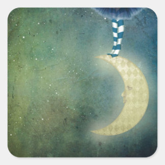 dancer on the moon fyrkantigt klistermärke