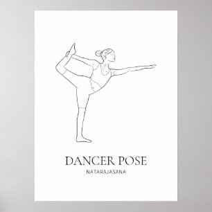 Dancer Pose Yoga Kvinna Minimalistisk Svart Linje Poster