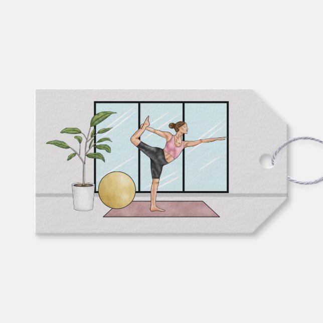 Dancer Pose Yoga Natarajasana Balance Workout Girl Presentetikett (Framsidan (Horisontell))