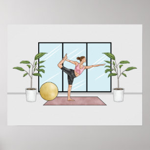 Dancer Pose Yoga Natarajasana Balans Tränings Tjej Poster