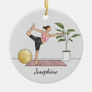 Dancer pose Yoga Natarajasana med eget namn Julgransprydnad Keramik