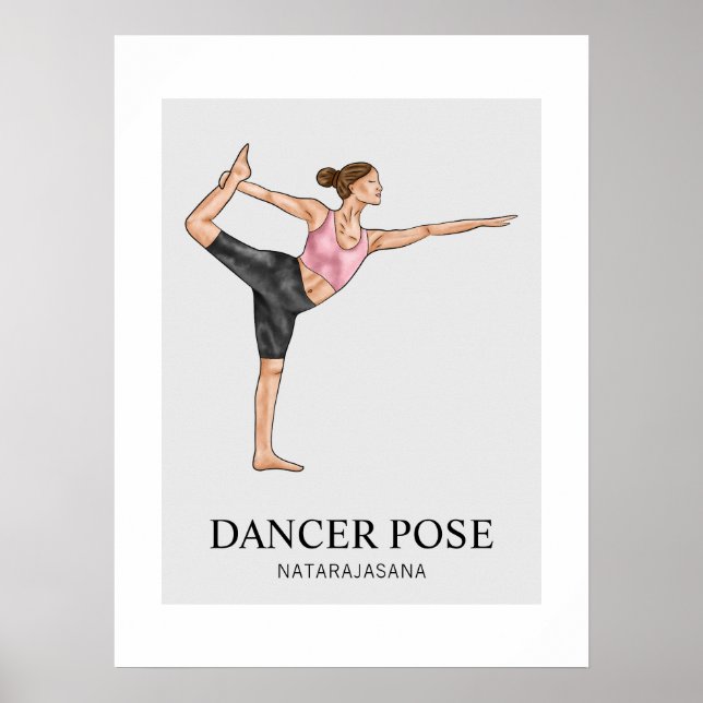 Dancer Pose Yoga Stretch Träning Workout Kvinna Poster (Framsidan)