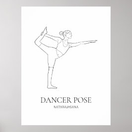 Dancer Pose Yoga Woman Minimalist Black Line Art Poster