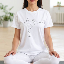 Dancer Pose Yoga Woman Minimalist Black Line Art T Shirt