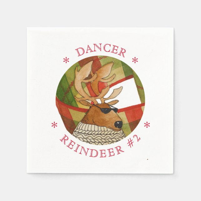 DANCER REINDEER Standard Cocktail Pappra Napkins Pappersservett (Framsidan)