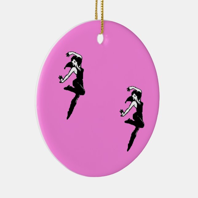 Dancer silhouette på rosa julgransprydnad keramik (Höger)