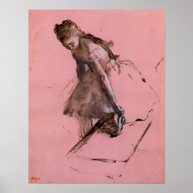 Dancer som halkar på sin sko av Edgar Degas Poster (Framsidan)