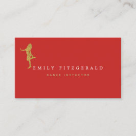 Dancer/Studio/Minimalist Red/Guld silhouette Visitkort