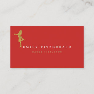 Dancer/Studio/Minimalist Red/Guld silhouette Visitkort