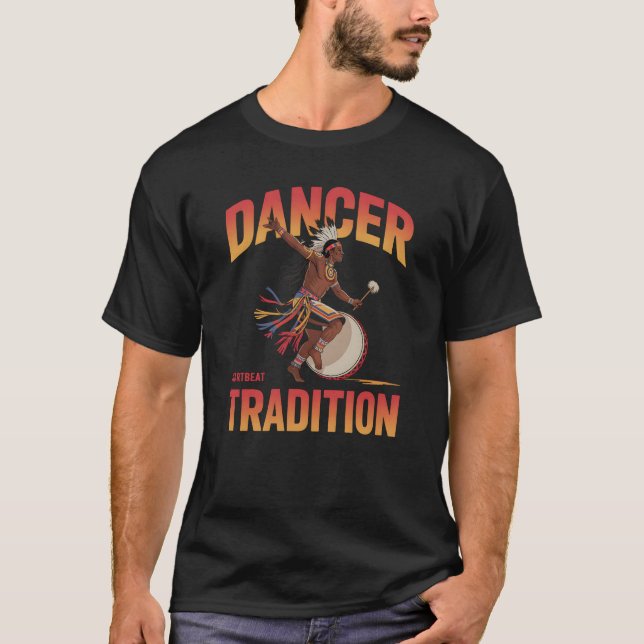 Dancer – Vibrant Indigenous Tradition Drum Design T Shirt (Framsida)