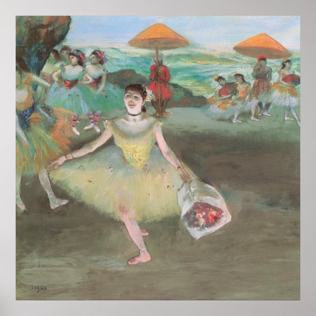 Dancer with Bouquet, Curtsying by Edgar Degas Poster (Framsidan)