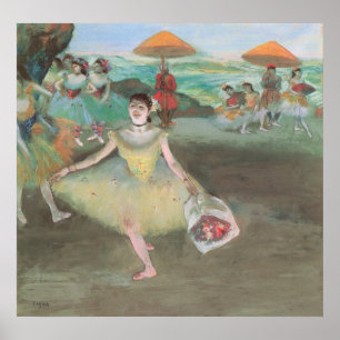 Dancer with Bouquet, Curtsying by Edgar Degas Poster
