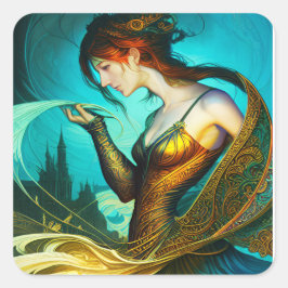 Dancer with Feathers Fyrkantigt Klistermärke