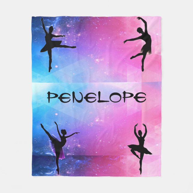 Dancers Blue & Rosa Abstrakt Ballerina Blanket Fleecefilt (Framsidan)
