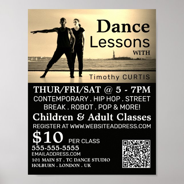 Dancers on Stage, Dance Lesson Advertising Poster (Framsidan)