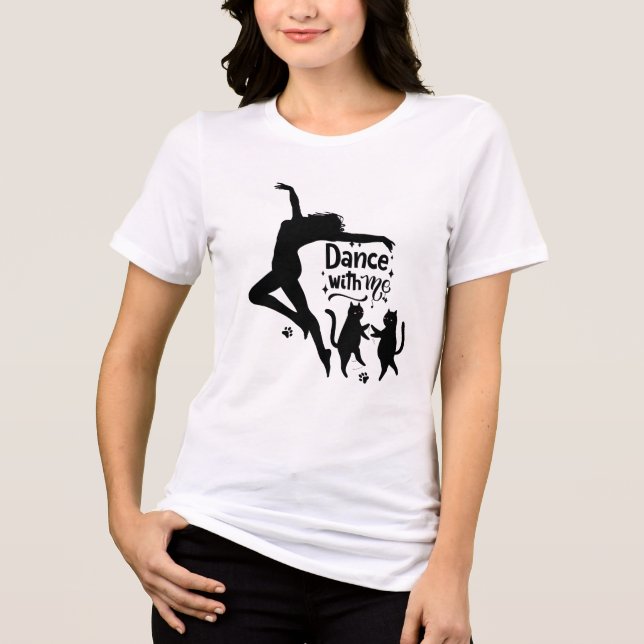 Dancewitme Cat Shirt - Roligt Typography Dancing C T Shirt (Framsida)