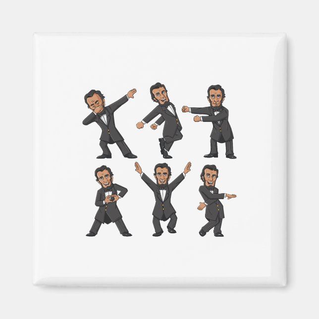 Dancing Abraham Lincoln 4:e juli Boys Girls Kid Magnet (Framsidan)