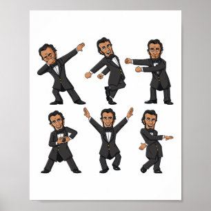 Dancing Abraham Lincoln 4:e juli Boys Girls Kid Poster