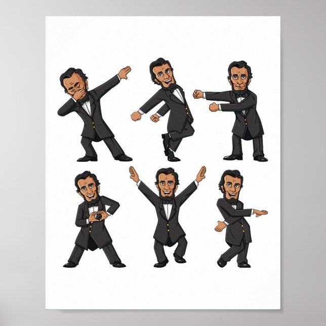 Dancing Abraham Lincoln 4:e juli Boys Girls Kid Poster (Framsidan)