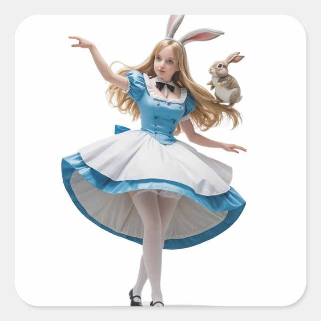 Dancing Alice Fyrkantigt Klistermärke (Framsida)