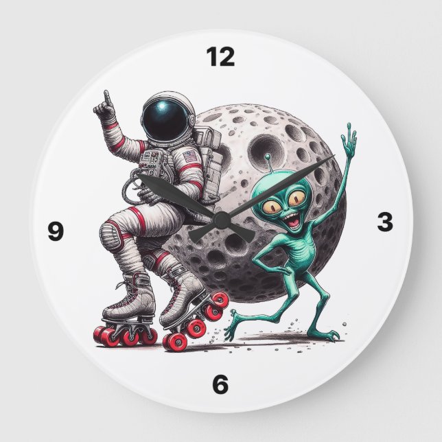 Dancing Alien Barn Clock Stor Klocka (Framsida)