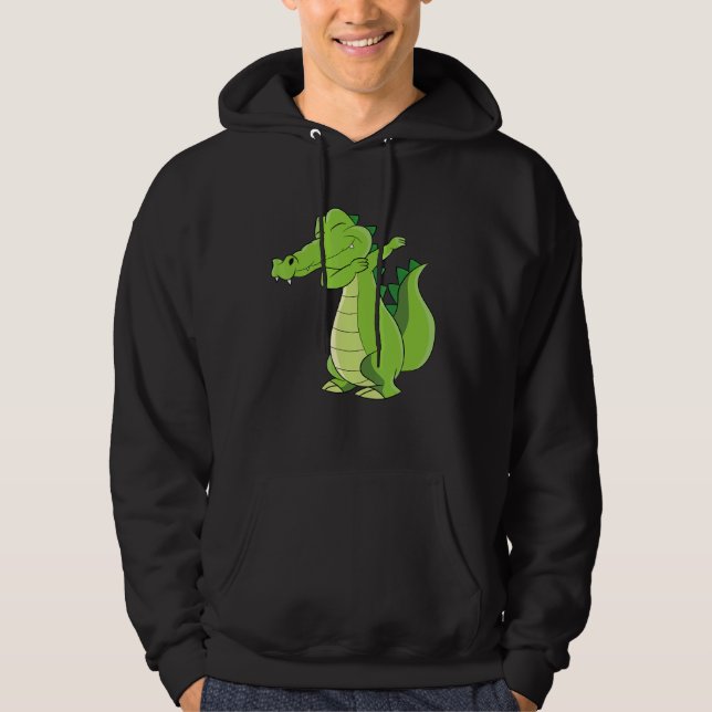 Dancing Alligator Funny Dabbing Alligator Hoodie (Framsida)