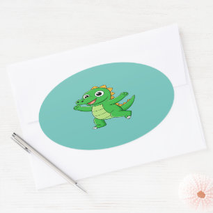 Dancing Alligator Ovalt Klistermärke