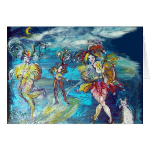 DANCING AND MUSIC IN NIGHT,Venetian Masqueraad Hälsningskort