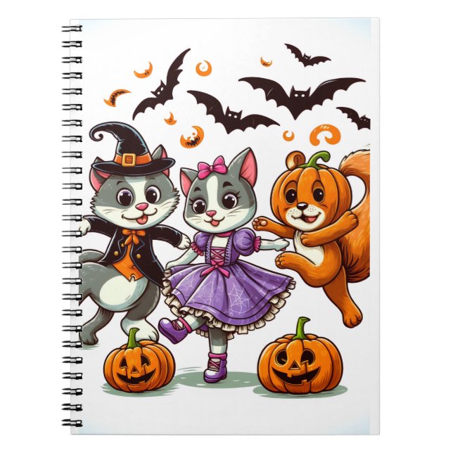 Dancing Animals in Halloween Costumes Anteckningsbok (Framsidan)