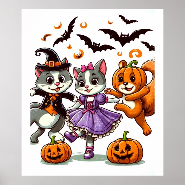 Dancing Animals in Halloween Costumes Poster (Framsidan)