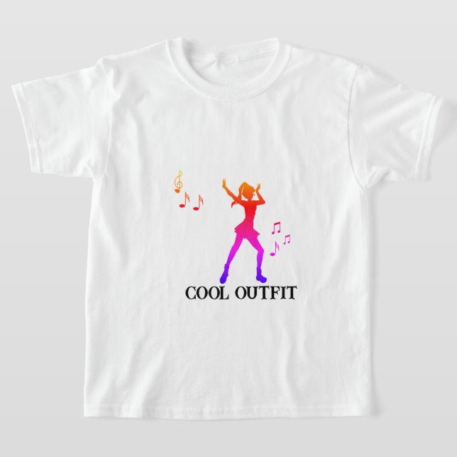 Dancing Anime Girl with Music Notes – Cool K-Pop  T Shirt (Laydown)