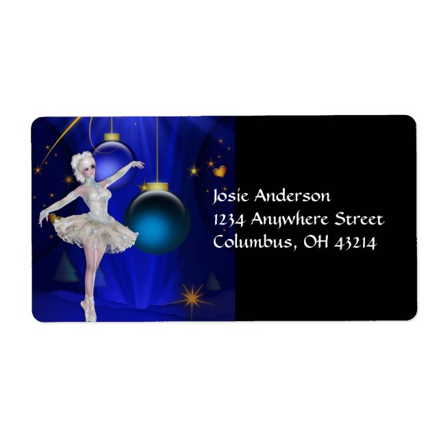 Dancing Ballerina 2b - Adressetiketter för jul Fraktsedel (Framsidan)