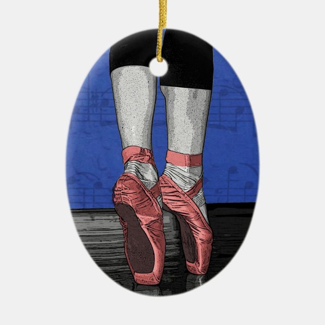 Dancing Ballerina Ballet Shoes Julgransprydnad Keramik (Framsidan)