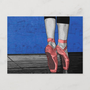 Dancing Ballerina Ballet Shoes Vykort