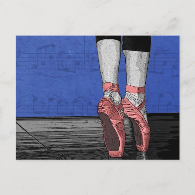 Dancing Ballerina Ballet Shoes Vykort (Framsida)