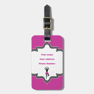 Dancing ballerina black, shock rosa anpassningsbar bagagebricka