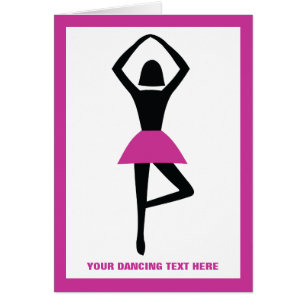 Dancing ballerina black, shock rosa anpassningsbar hälsningskort