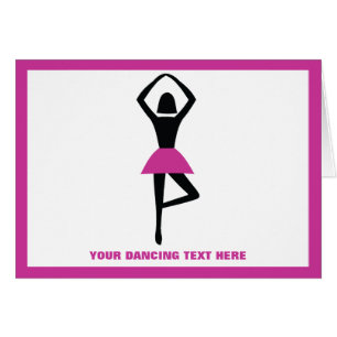 Dancing ballerina black, shock rosa anpassningsbar hälsningskort